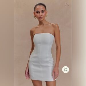 Meshki Maci Crepe Mini White Strapless Dress